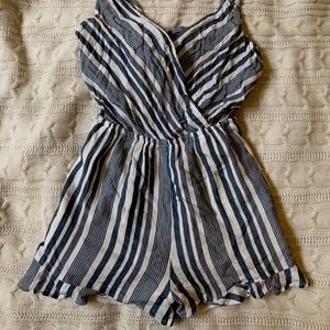 blue & white stripped romper